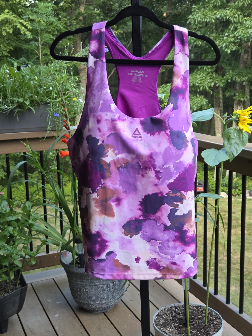 Reebok Purple and Magenta Watercolor Racerback Tank